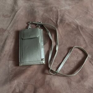 Silver Crossbody Phone Wallet